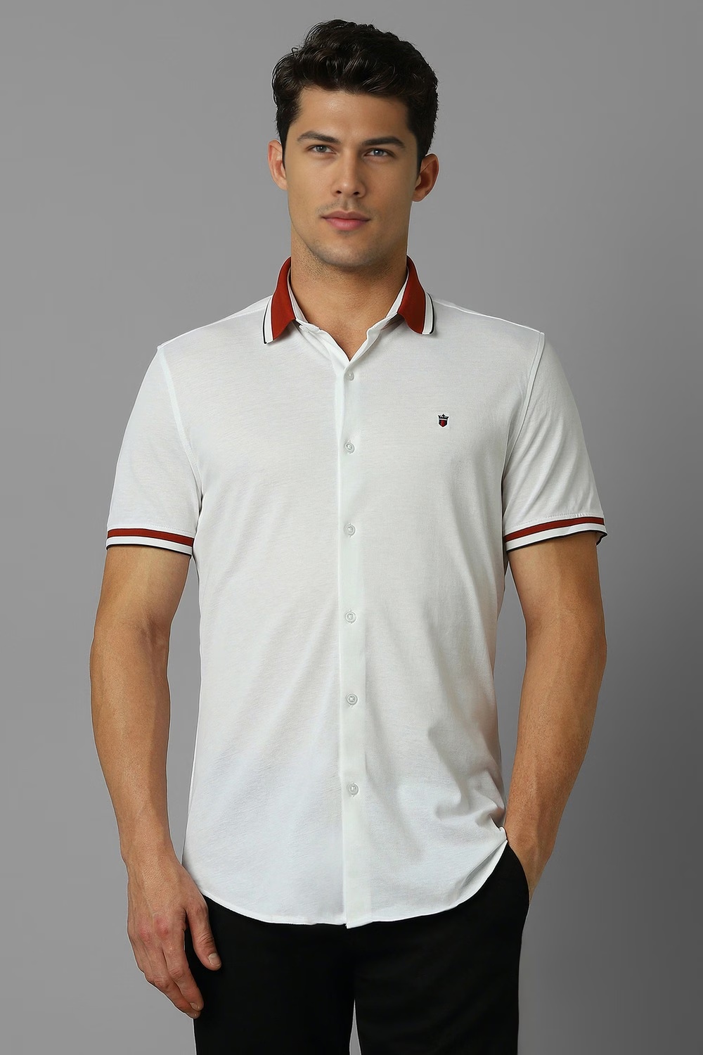 Men White Textured Half Sleeves Casual Shirt-White