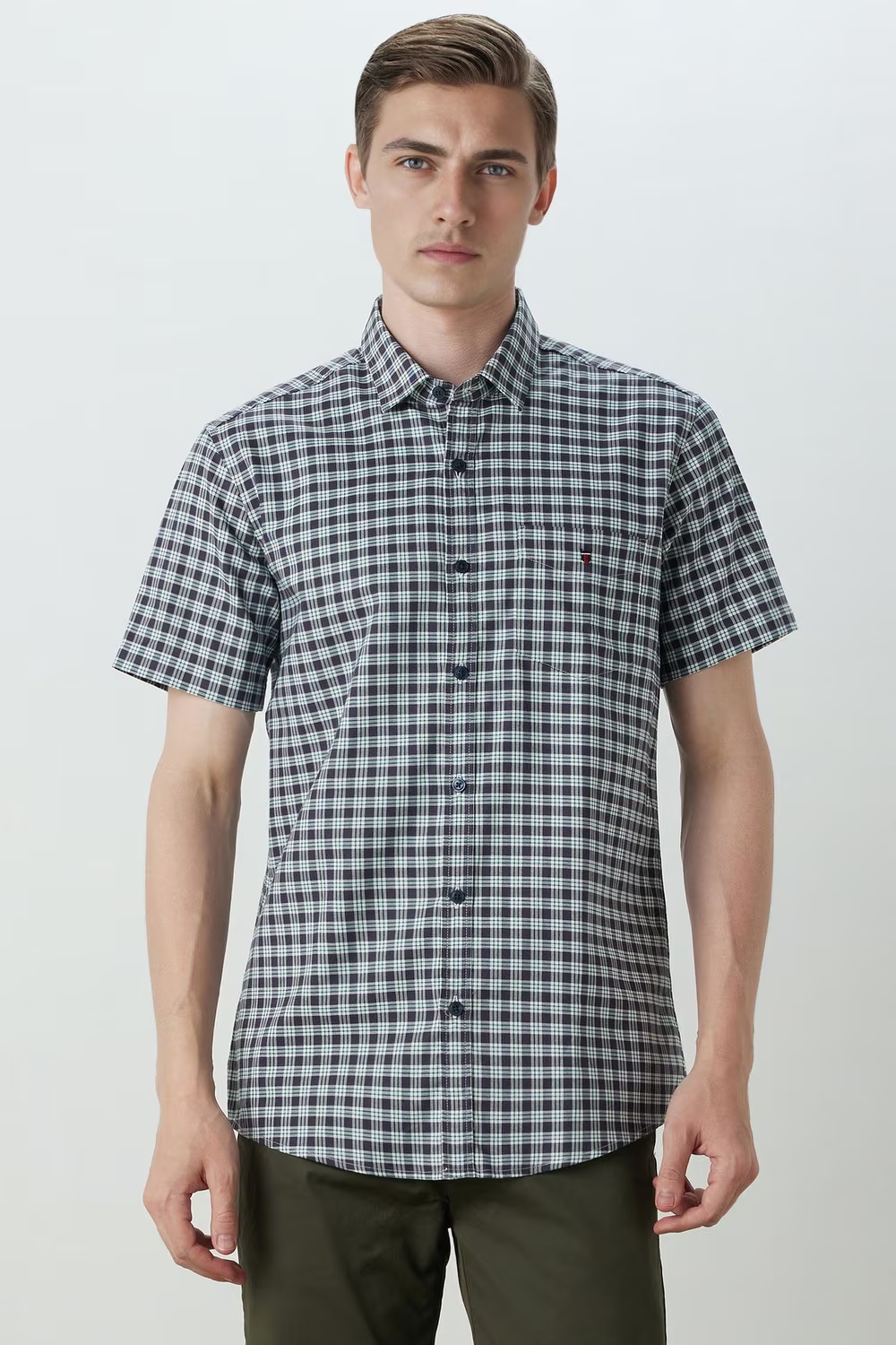 Men Green Check Half Sleeves Casual Shirt-Green 1 58689-men-green-check-half-sleeves-casual-shirt-green-1.jpg