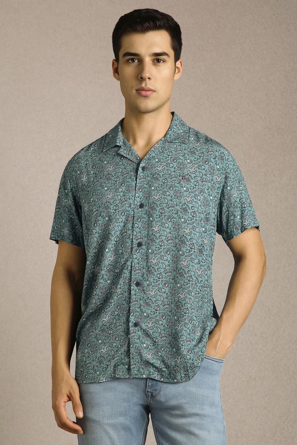 Men Light Blue Print Half Sleeves Casual Shirt-Light Blue 1 58724-men-light-blue-print-half-sleeves-casual-shirt-light-blue-1.jpg