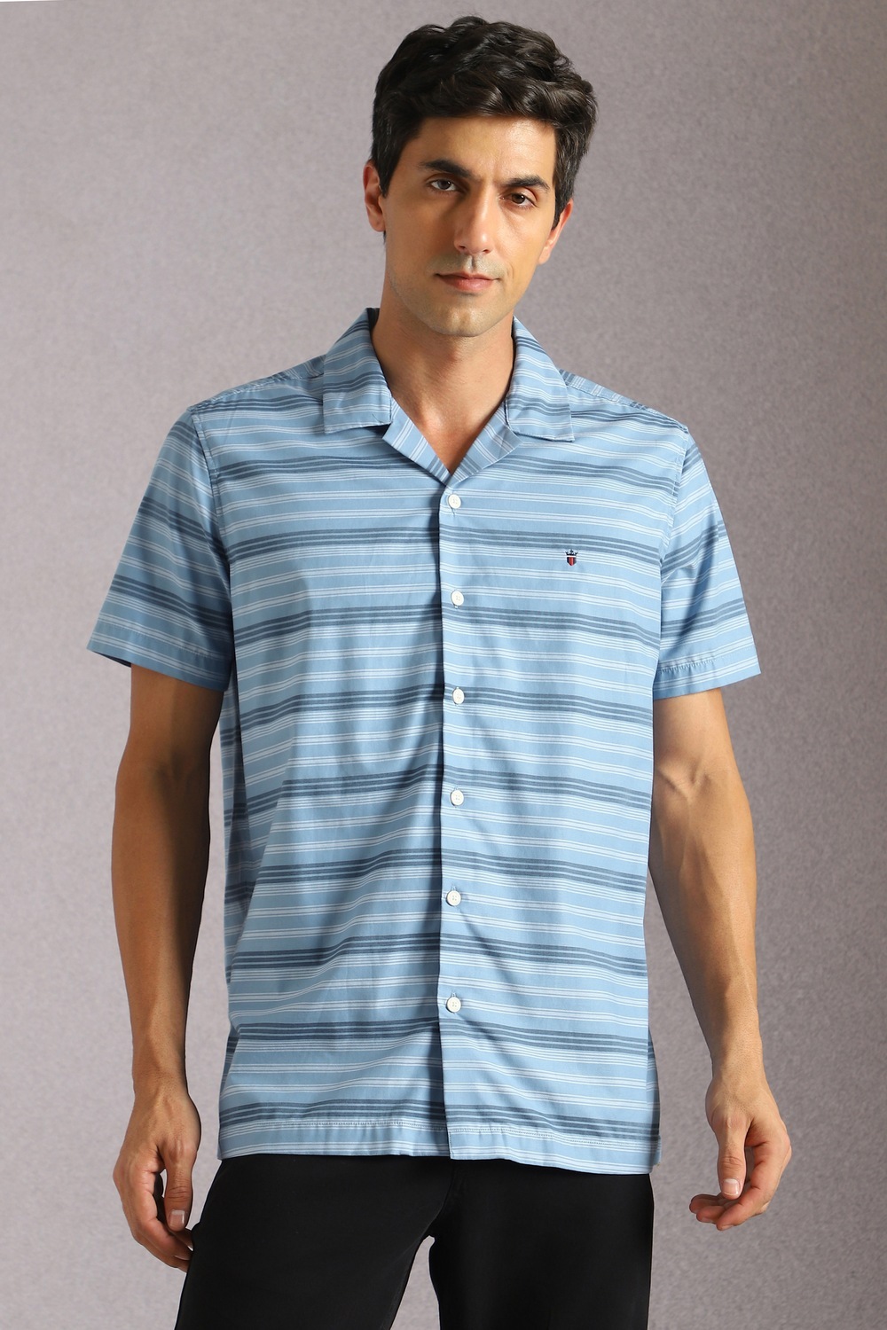 Men Light Blue Stripe Half Sleeves Casual Shirt-Light Blue 1 58858-men-light-blue-stripe-half-sleeves-casual-shirt-light-blue-1.jpg