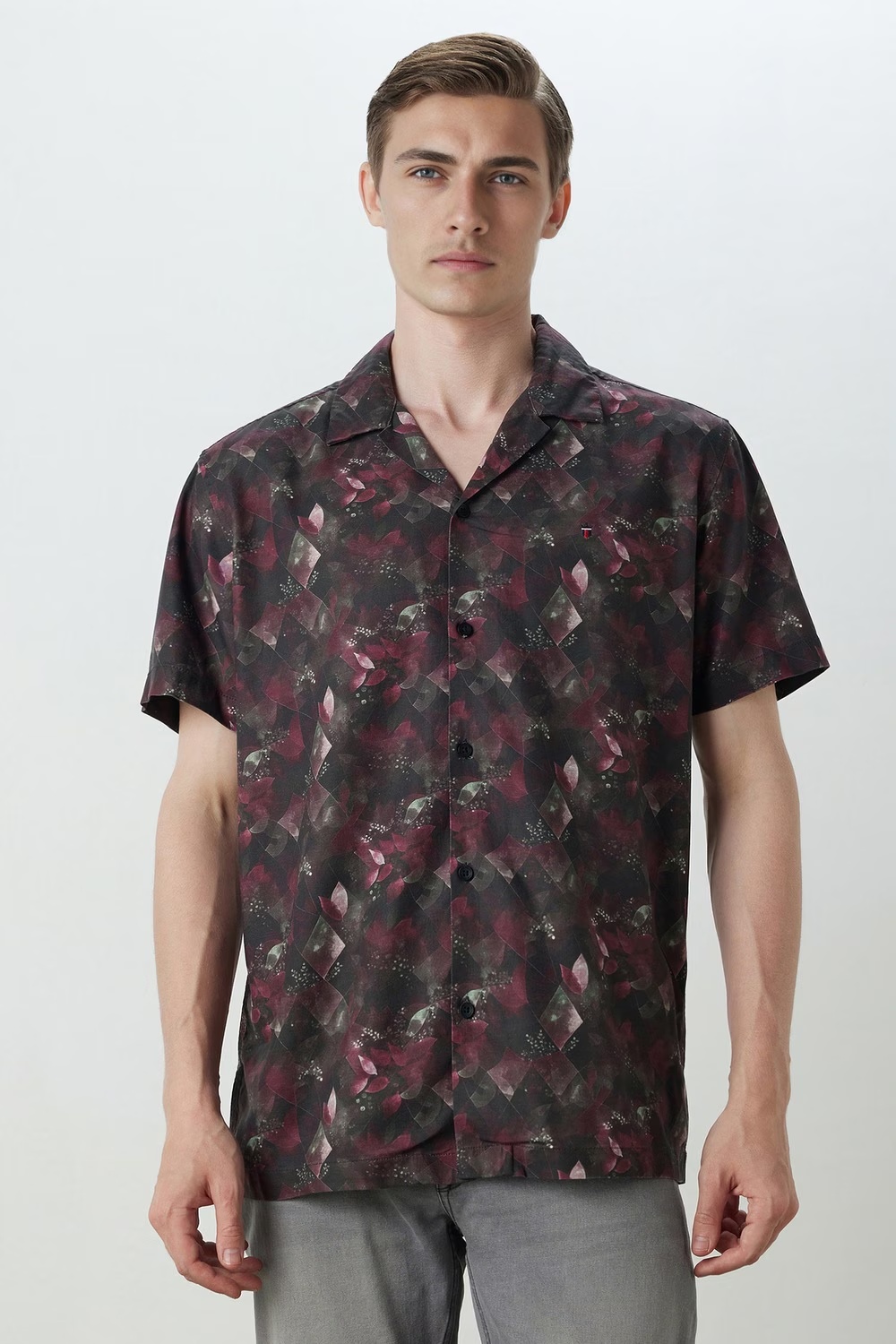 Men Black Print Half Sleeves Casual Shirt-Black