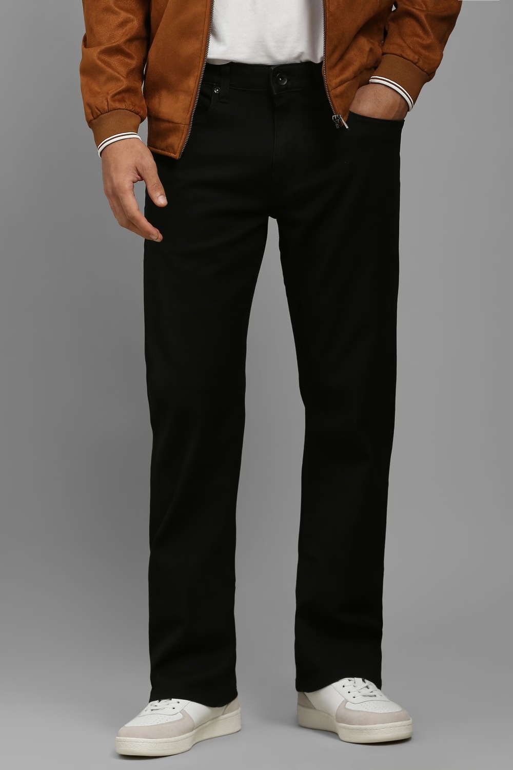 Men Black Dark Slim Fit Jeans-Black