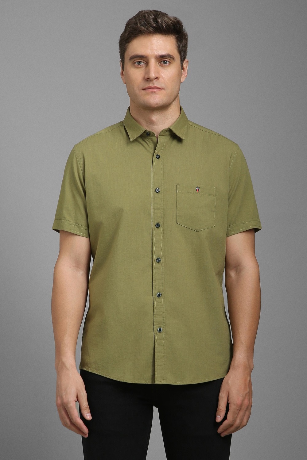 Men Olive Slim Fit Textured Half Sleeves Casual Shirt-Olive 1 59148-men-olive-slim-fit-textured-half-sleeves-casual-shirt-olive-1.jpg