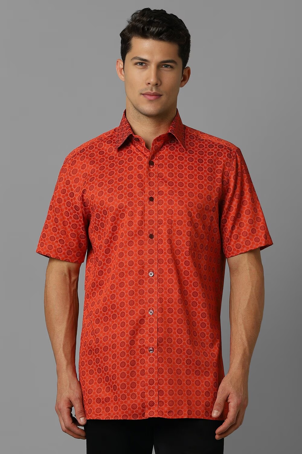 Men Red Classic Fit Print Half Sleeves Formal Shirt-Red 1 5936-men-red-classic-fit-print-half-sleeves-formal-shirt-red-1.jpg
