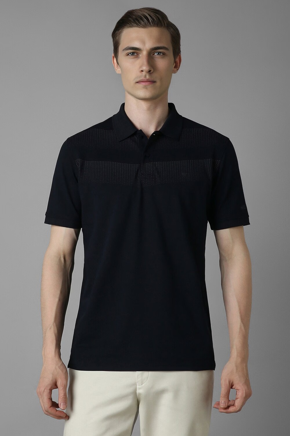 Men Black Patterned Polo Neck T-shirt-Black 1 59428-men-black-patterned-polo-neck-t-shirt-black-1.jpg