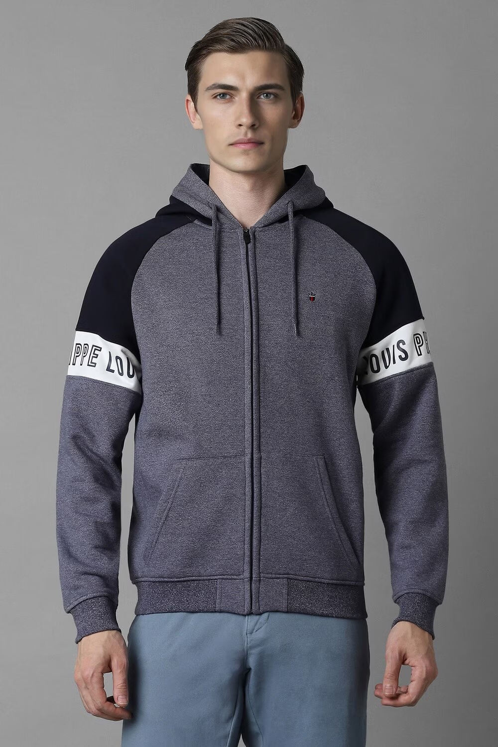 Men Casual Grey Print Sweatshirt-Grey