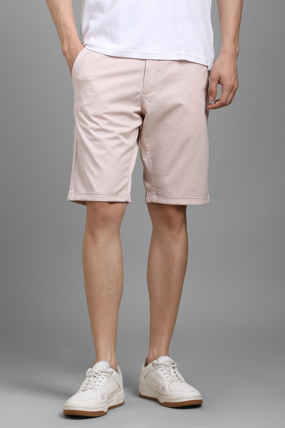 Men Pink Solid Shorts-Pink