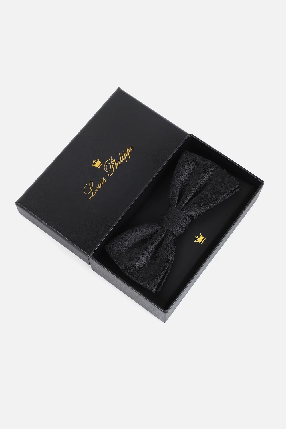 Men Black Embroidered Bow Tie-Black