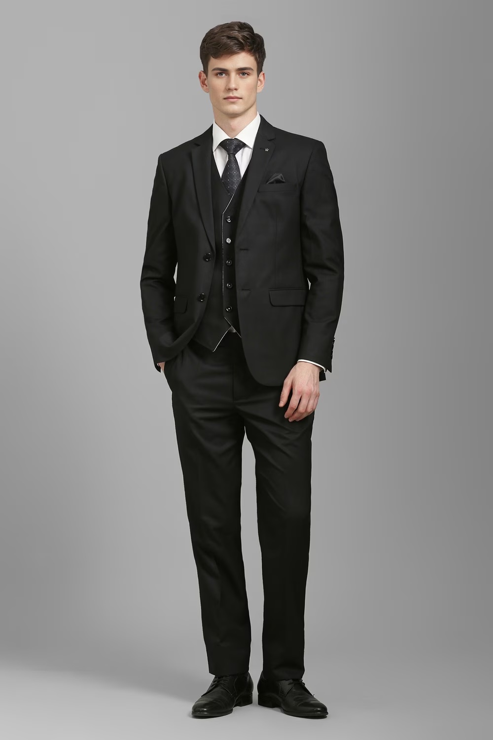 Men Black Slim Fit Check Formal Three Piece Suit-Black 1 60073-men-black-slim-fit-check-formal-three-piece-suit-black-1.jpg