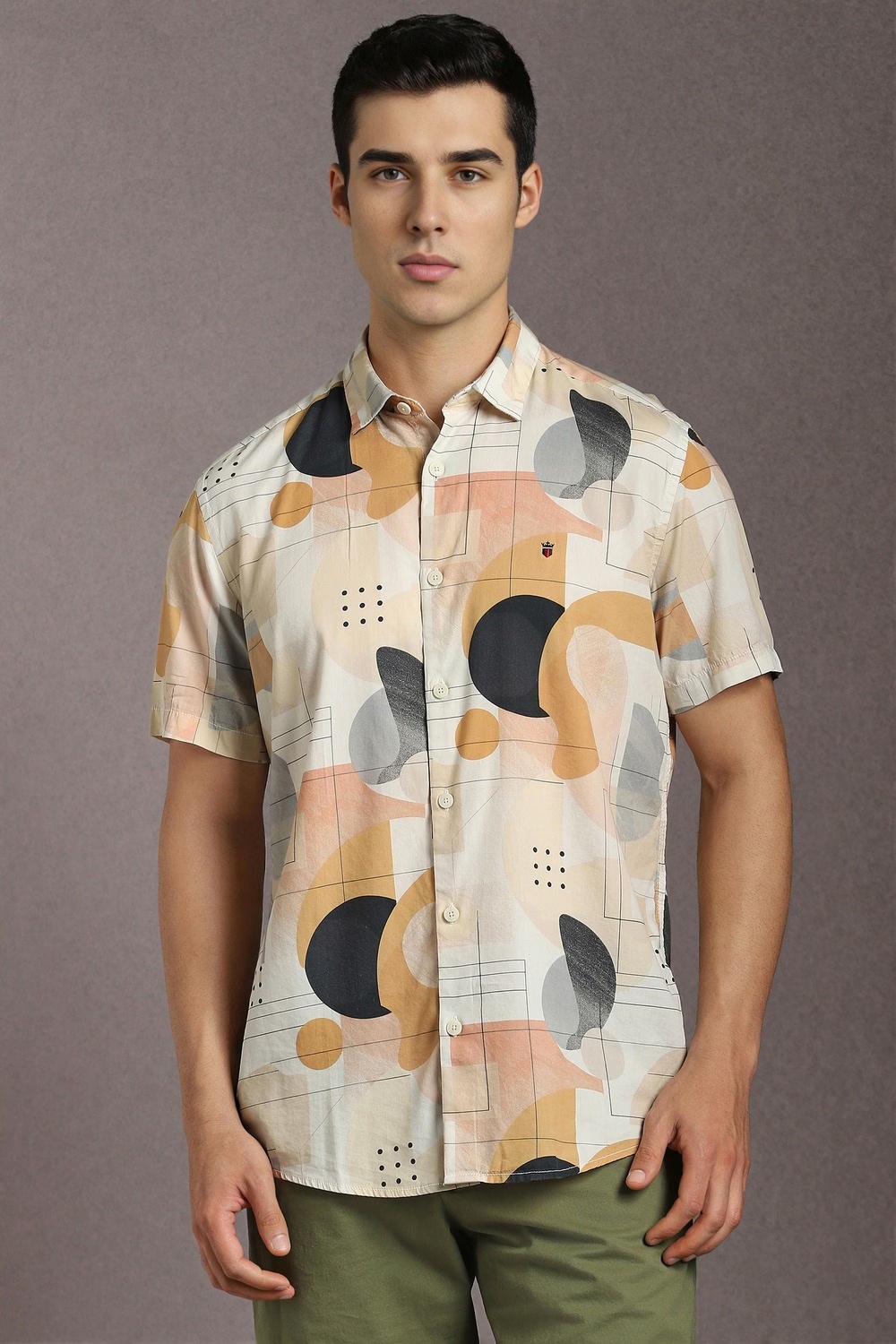 Men Multicolor Print Half Sleeves Casual Shirt-Multicolor