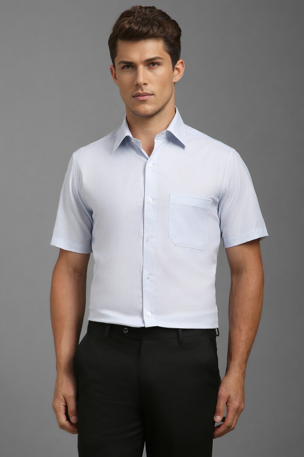 Men Blue Classic Fit Print Half Sleeves Formal Shirt-Blue