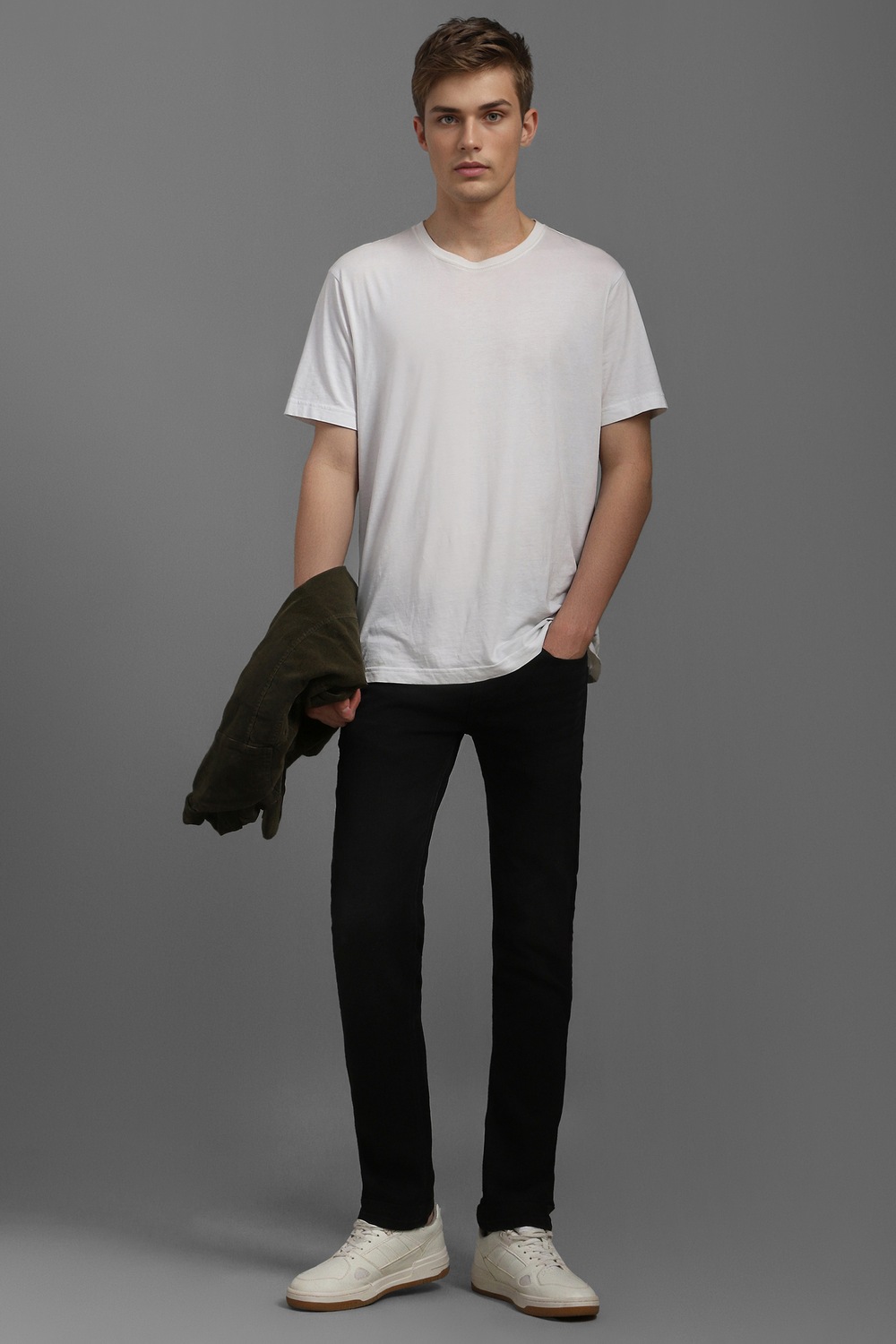 Men Black Dark Slim Fit Jeans-Black