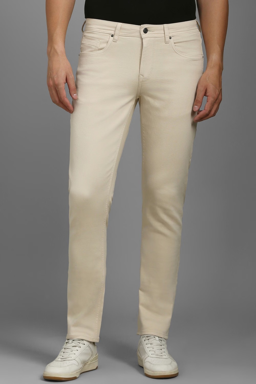 Men Beige Dark Slim Fit Jeans-Beige