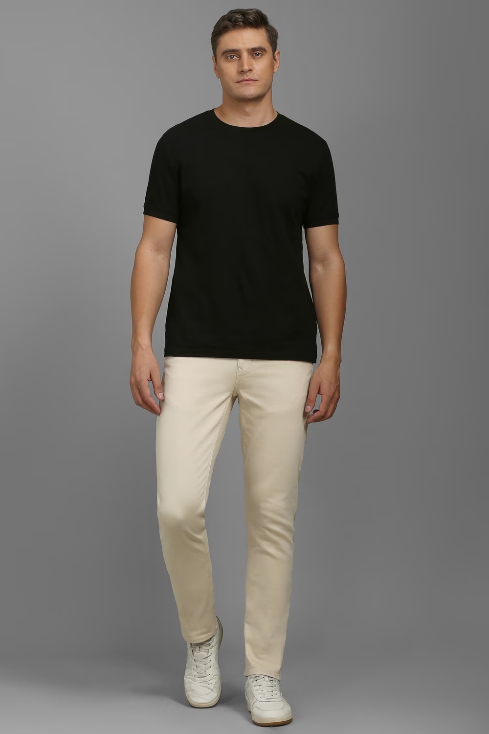 Men Beige Dark Slim Fit Jeans-Beige