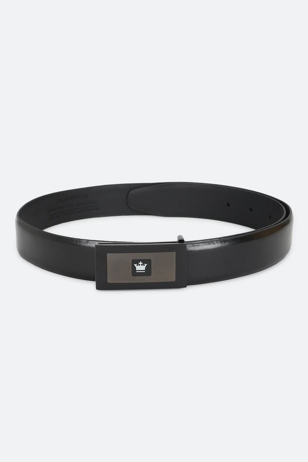 Men Black Solid Genuine Leather Formal Belt-Black