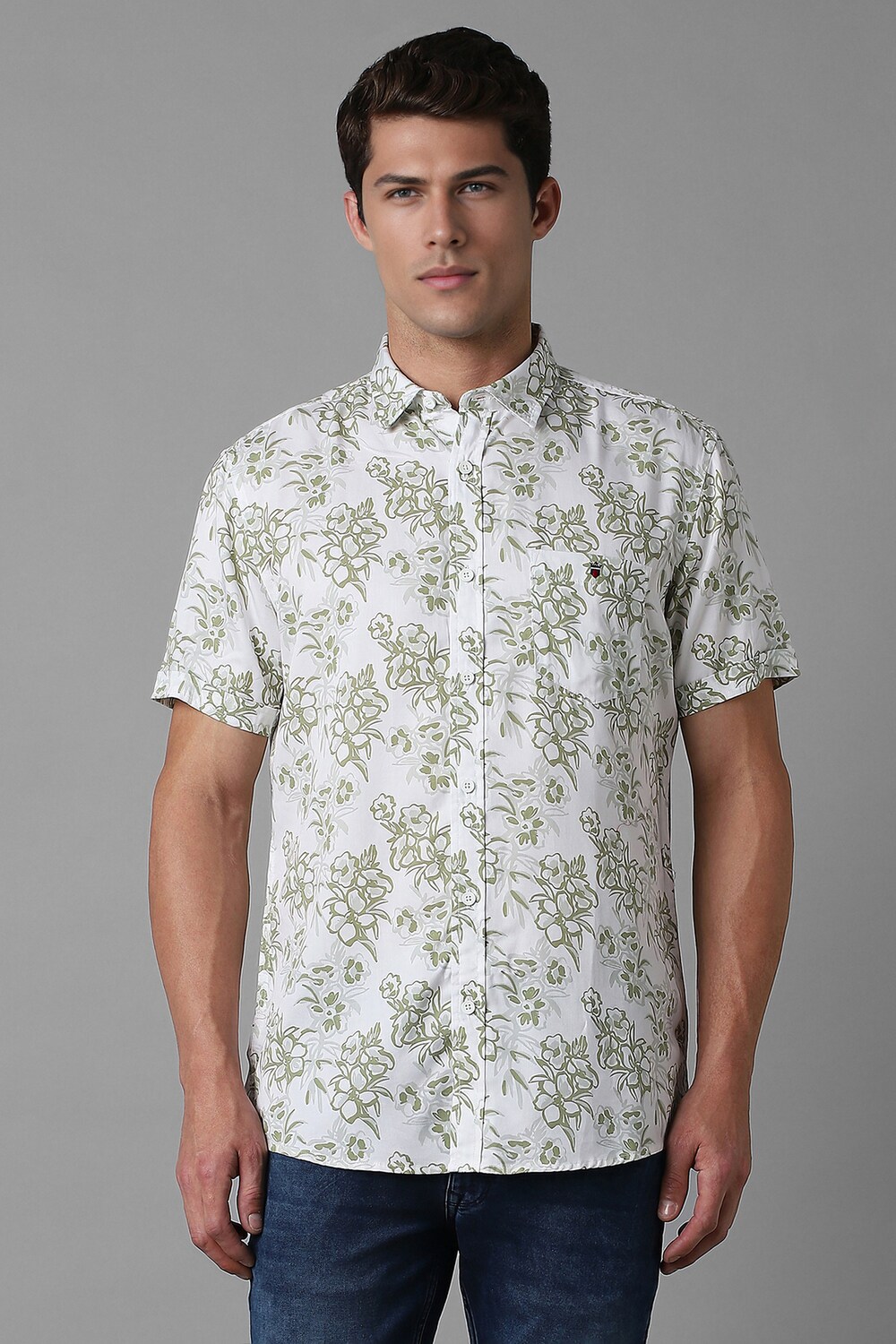 Men White Slim Fit Print Half Sleeves Casual Shirt-White 1 60889-men-white-slim-fit-print-half-sleeves-casual-shirt-white-1.jpg
