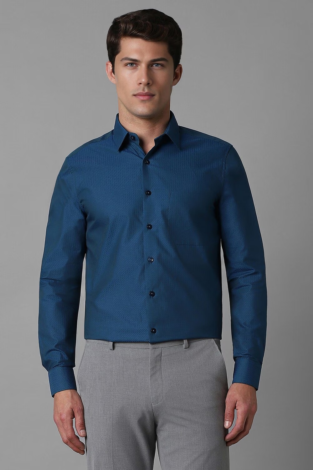 Men Navy Slim Fit Print Full Sleeves Formal Shirt-Navy 1 61039-men-navy-slim-fit-print-full-sleeves-formal-shirt-navy-1.jpg