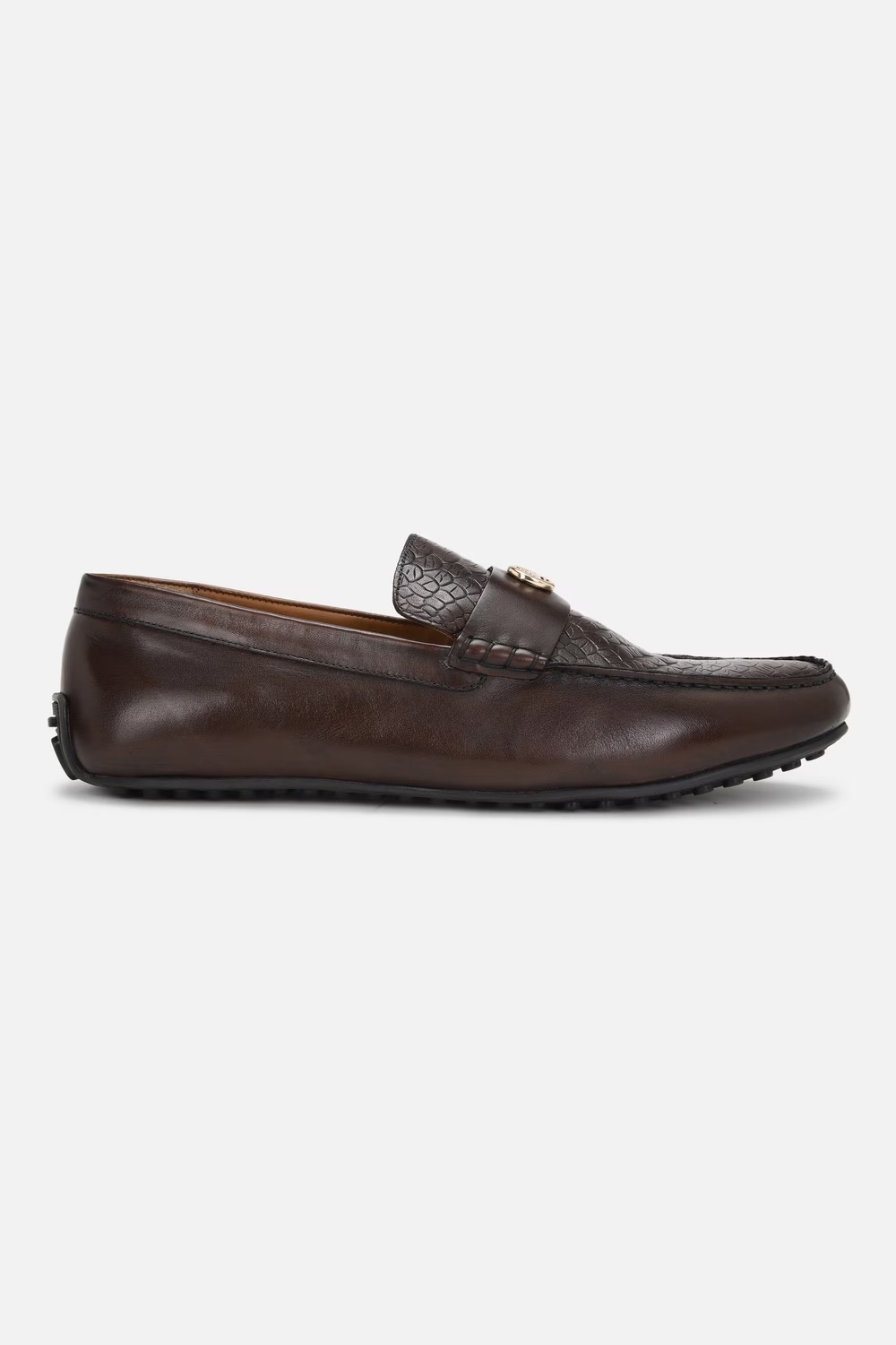 Men Classic Leather Brown Loafer Slip On Shoes-Brown