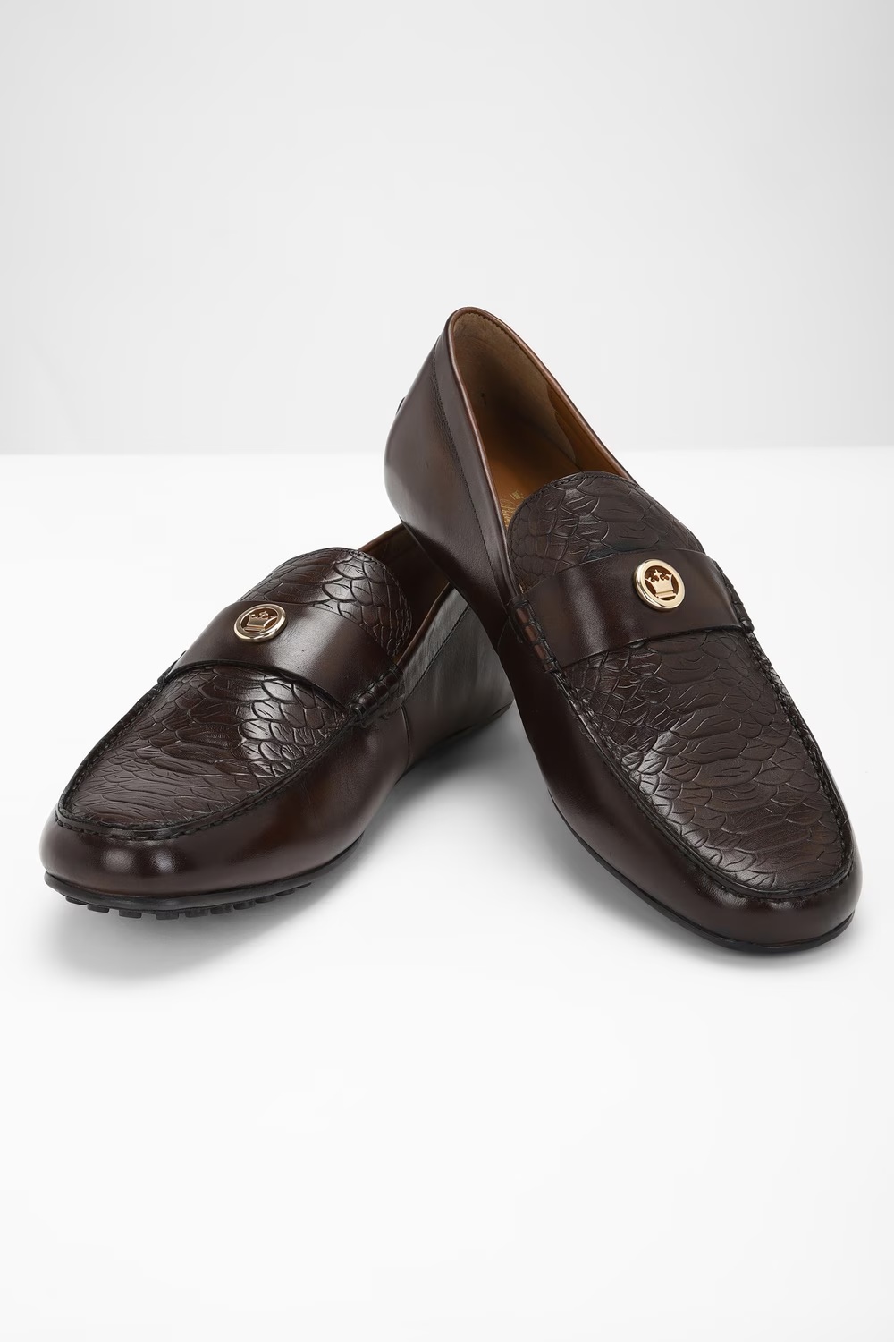Men Classic Leather Brown Loafer Slip On Shoes-Brown
