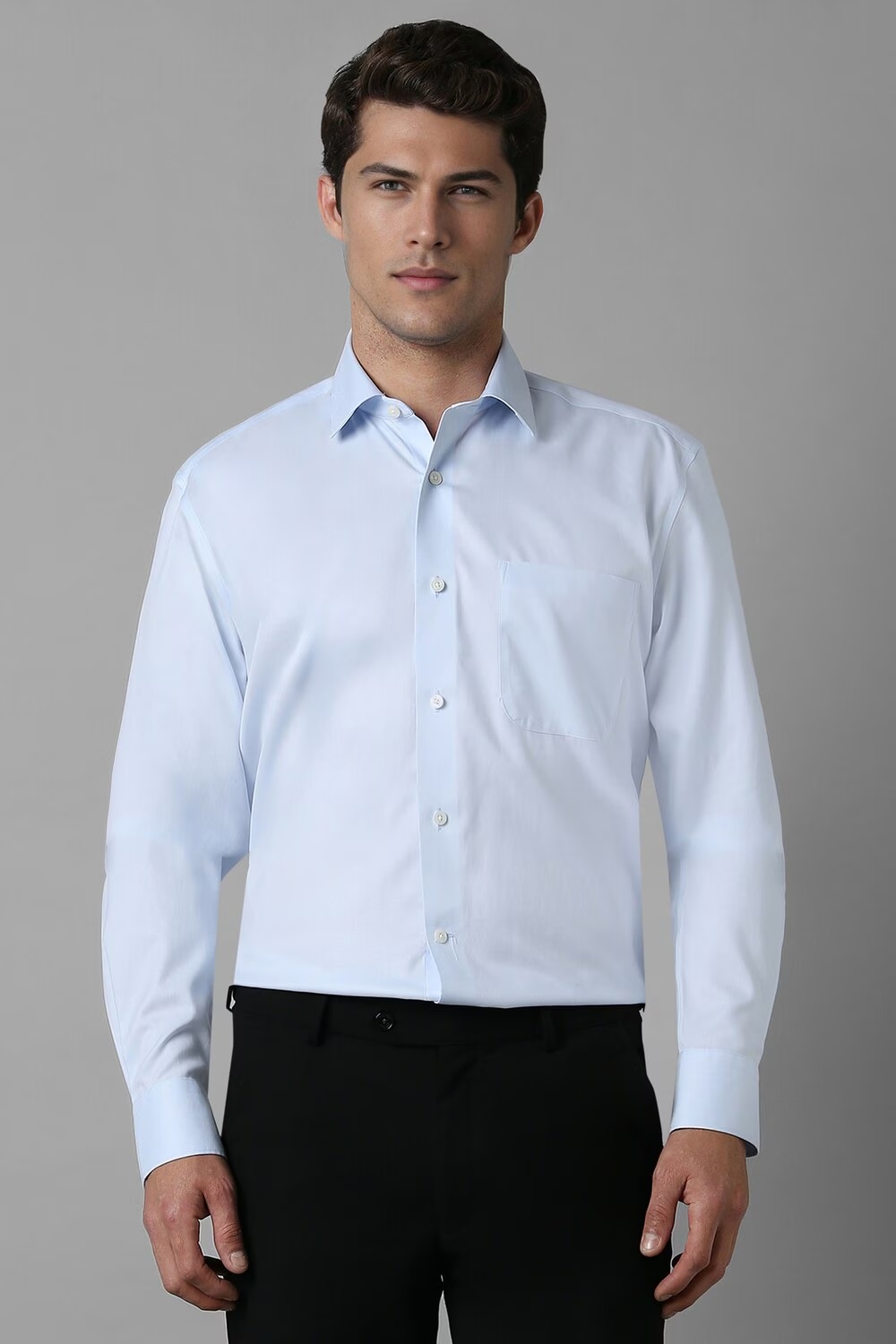 Men Blue Classic Fit Solid Full Sleeves Formal Shirt-Blue