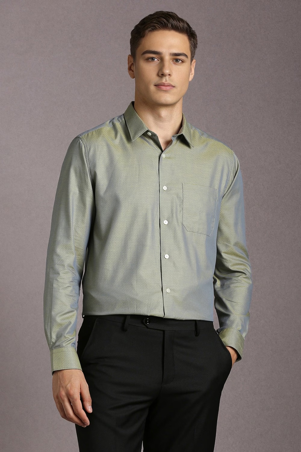 Men Olive Textured Full Sleeves Formal Shirt-Olive 1 61248-men-olive-textured-full-sleeves-formal-shirt-olive-1.jpg