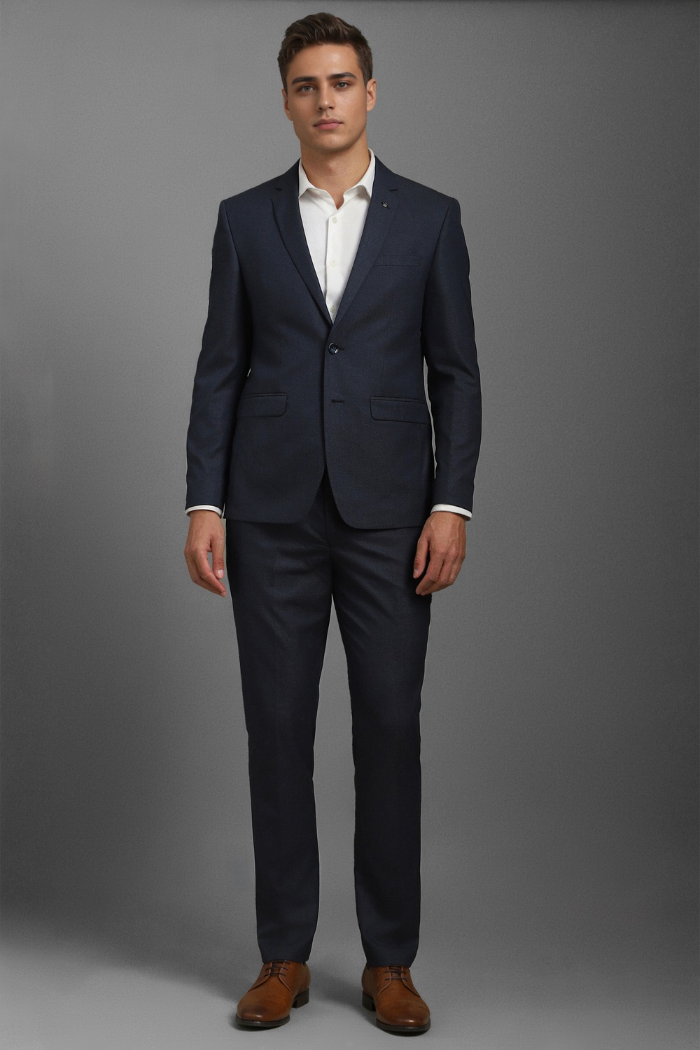 Men Grey Slim Fit Textured Formal Two Piece Suit-Grey 1 61469-men-grey-slim-fit-textured-formal-two-piece-suit-grey-1.jpg