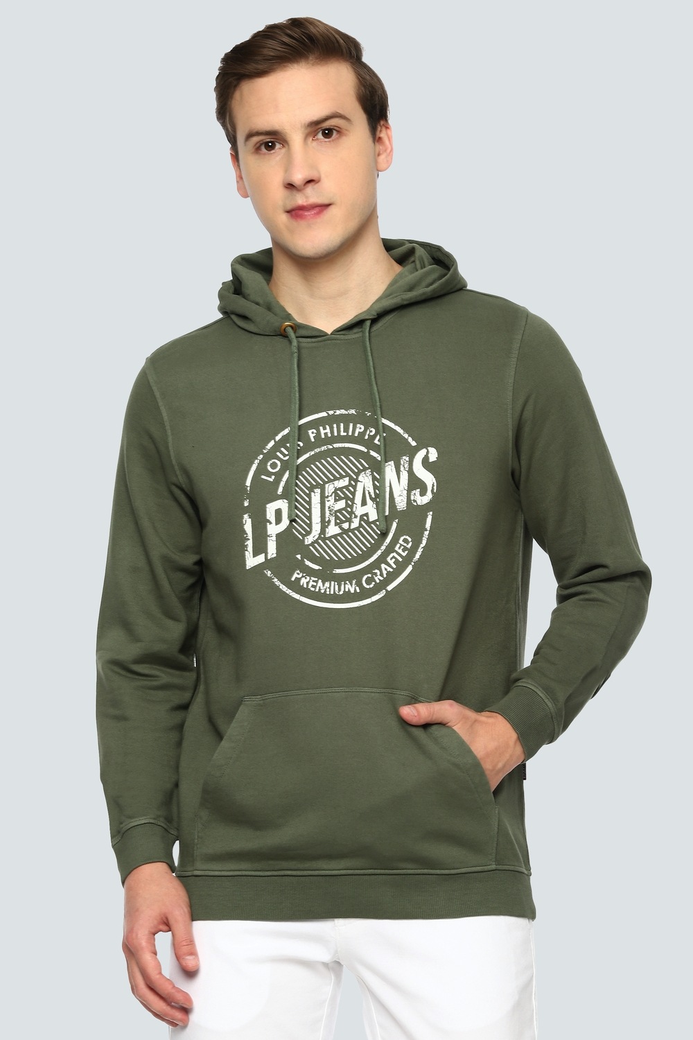 Men Casual Olive Graphic Print Sweatshirt-Olive