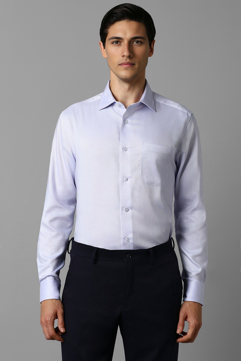 Men Blue Classic Fit Textured Full Sleeves Formal Shirt-Blue