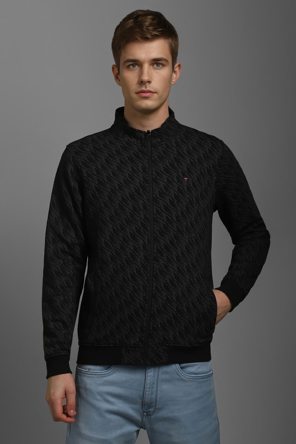 Men Casual Black Print Sweatshirt-Black