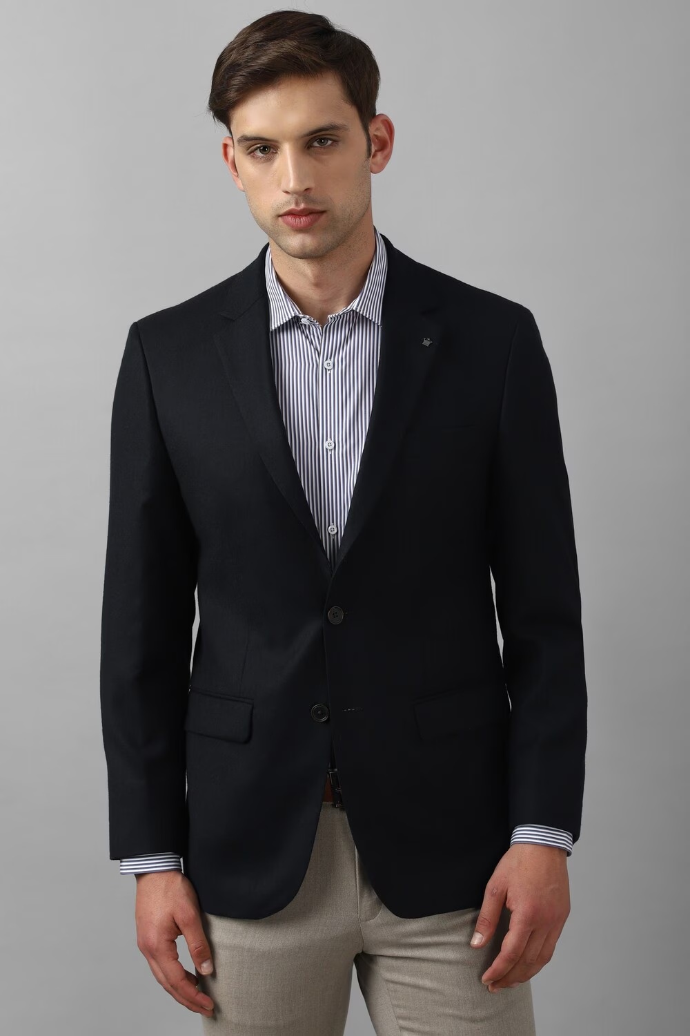 Men Black Regular Fit Solid Formal Blazer-Black