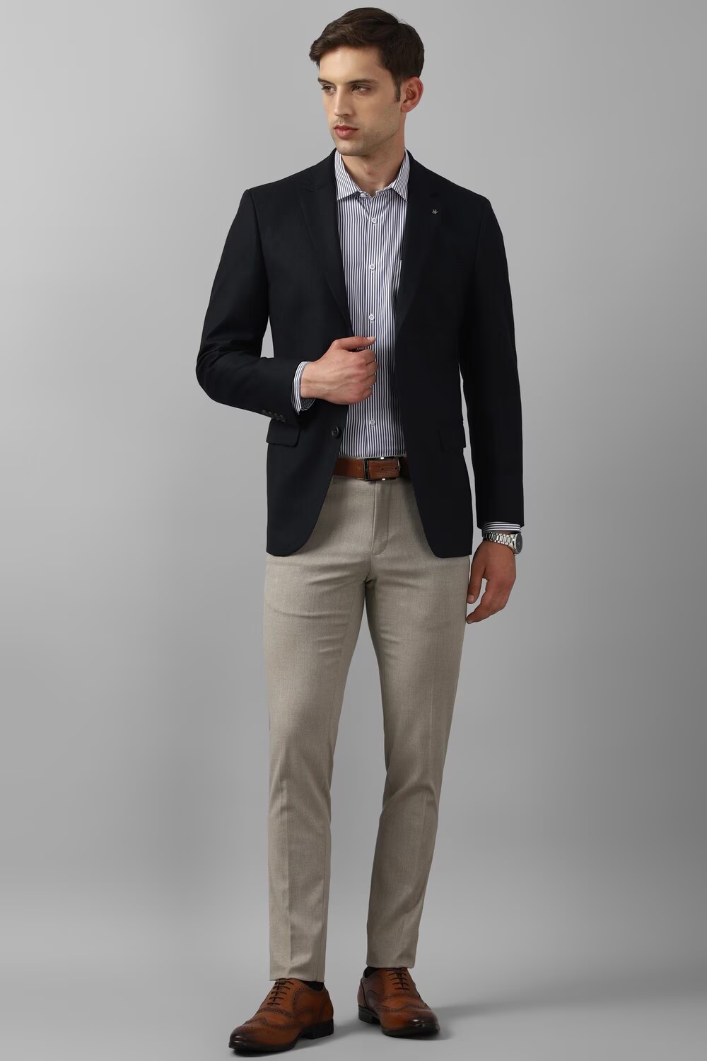 Men Black Regular Fit Solid Formal Blazer-Black