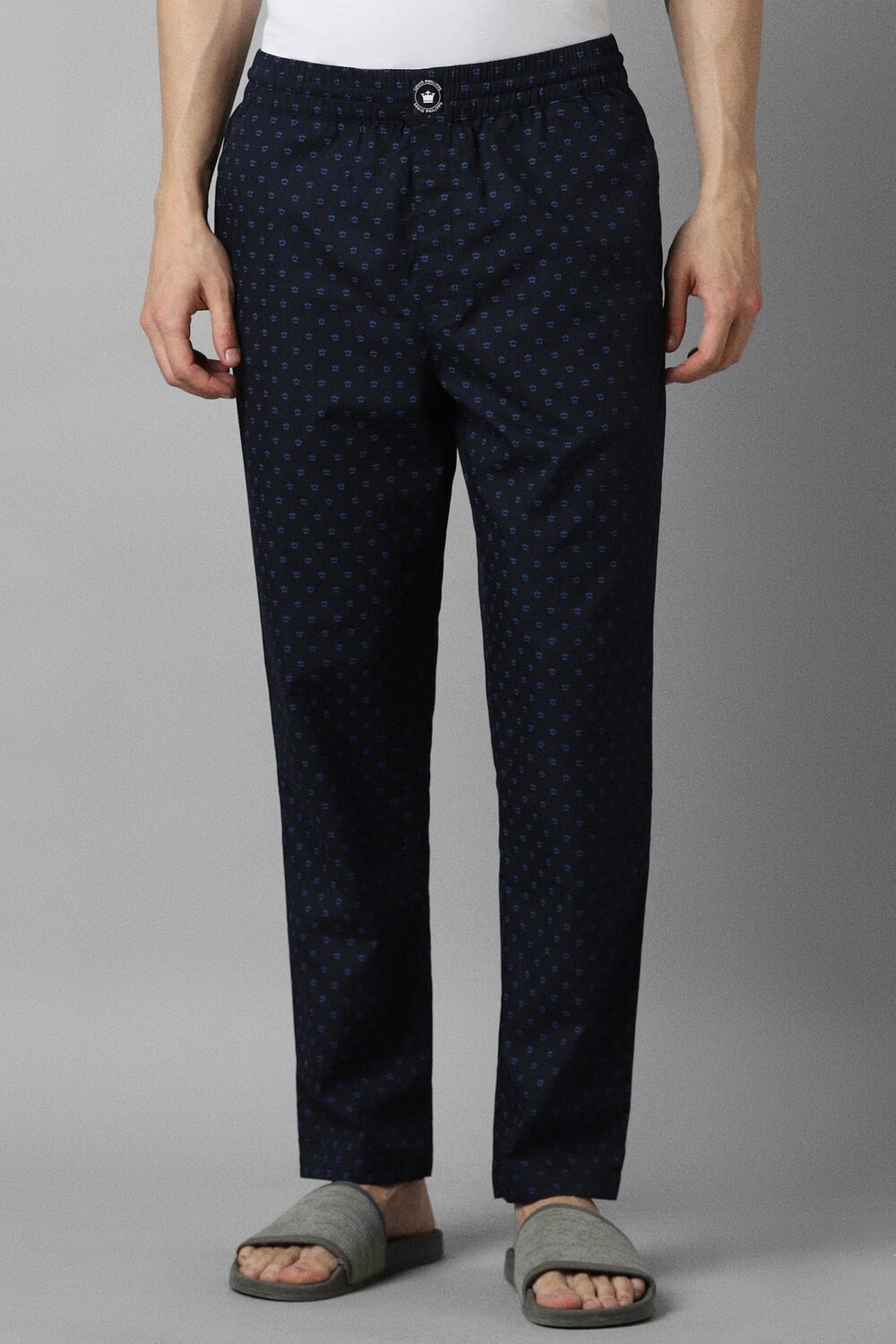 Men Navy Print Casual Lounge Pant-Navy