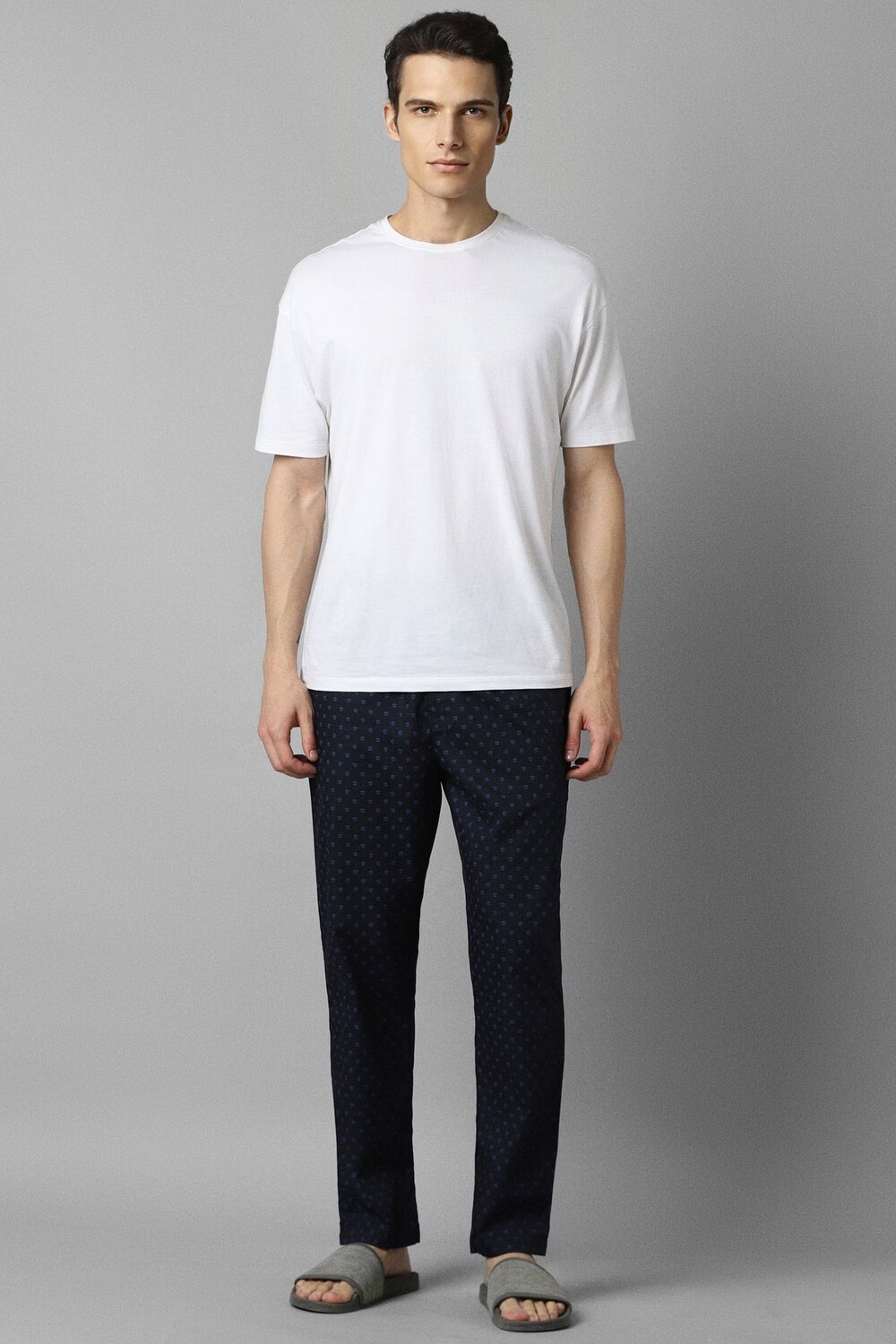 Men Navy Print Casual Lounge Pant-Navy