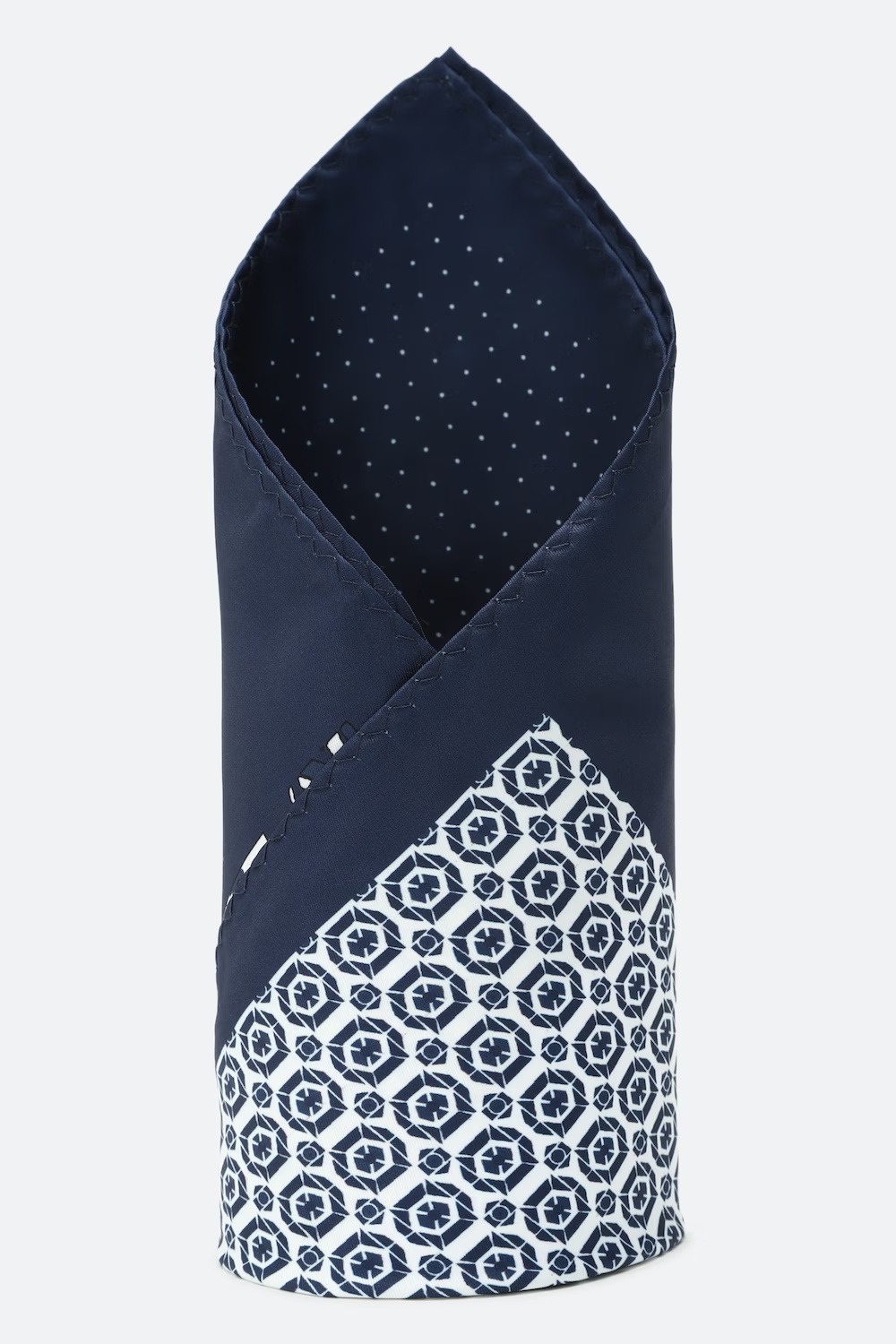 Men Navy Print Party Pocket Square-Navy