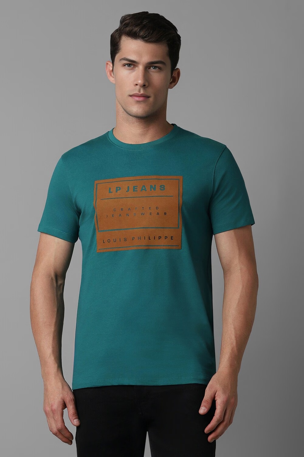 Men Green Print Crew Neck T-shirt-Green