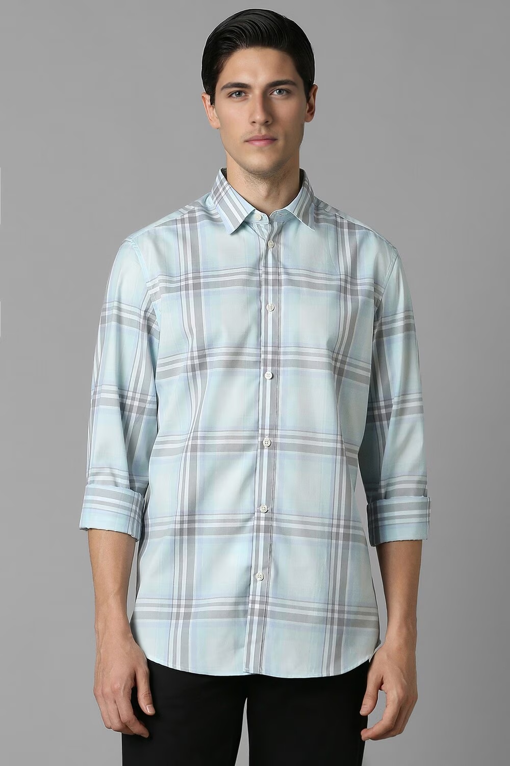 Men Green Classic Fit Check Full Sleeves Casual Shirt-Green