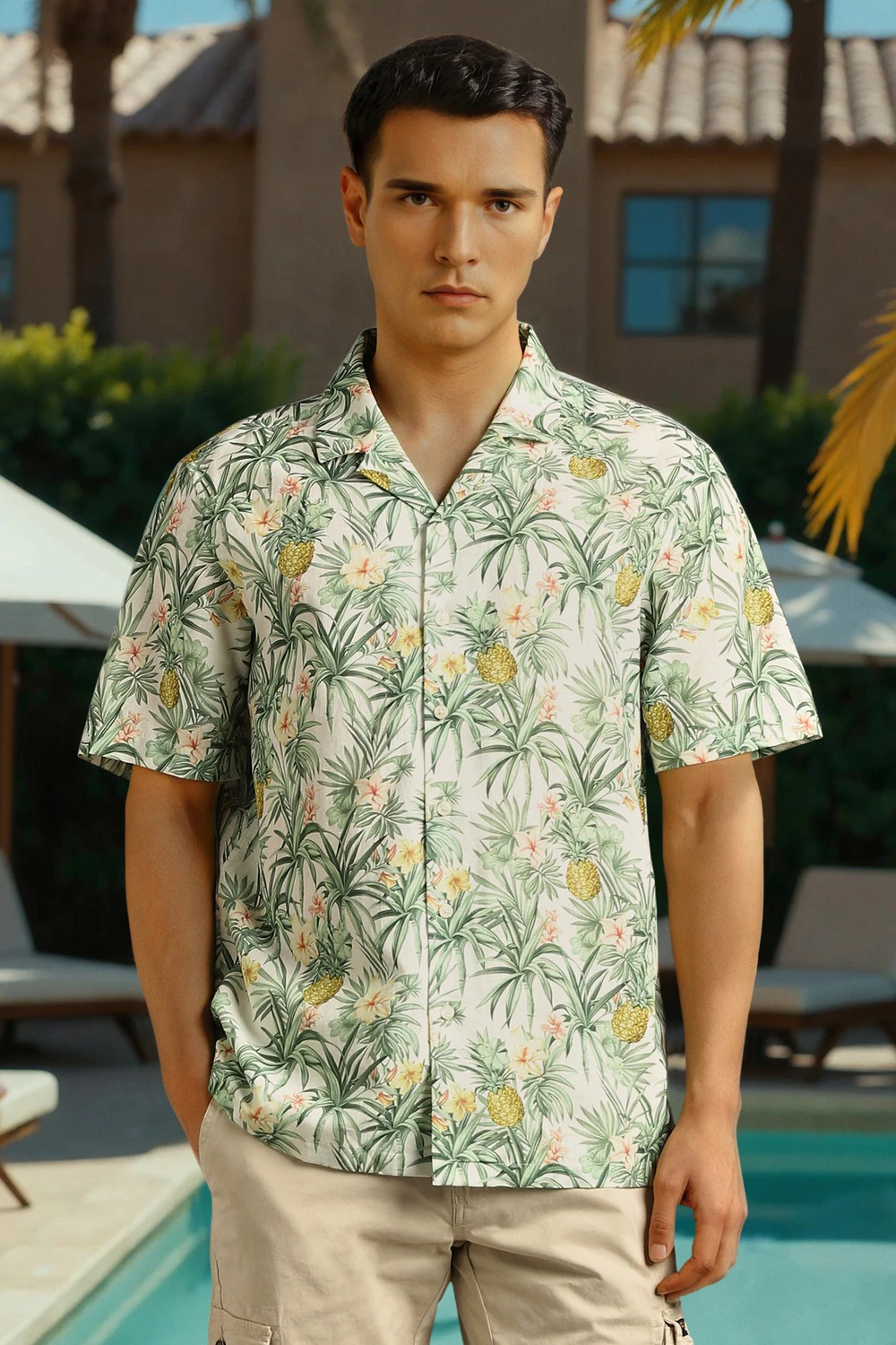 Men Green Print Half Sleeves Casual Shirt-Green