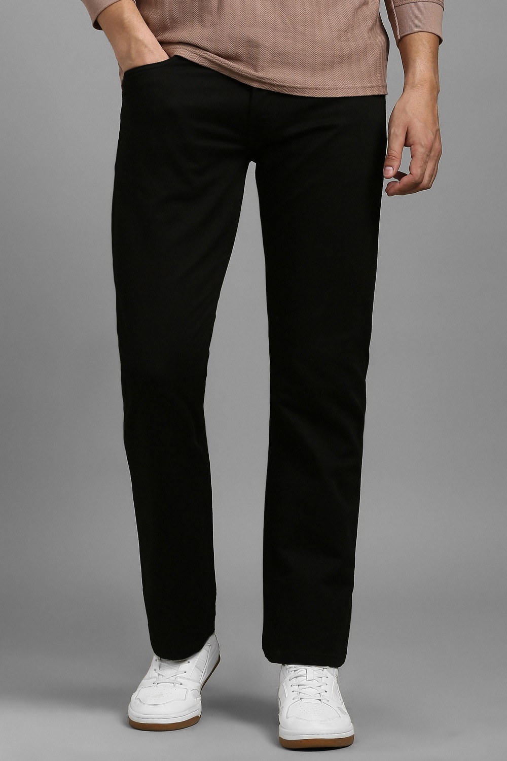 Men Black Dark Slim Fit Jeans-Black