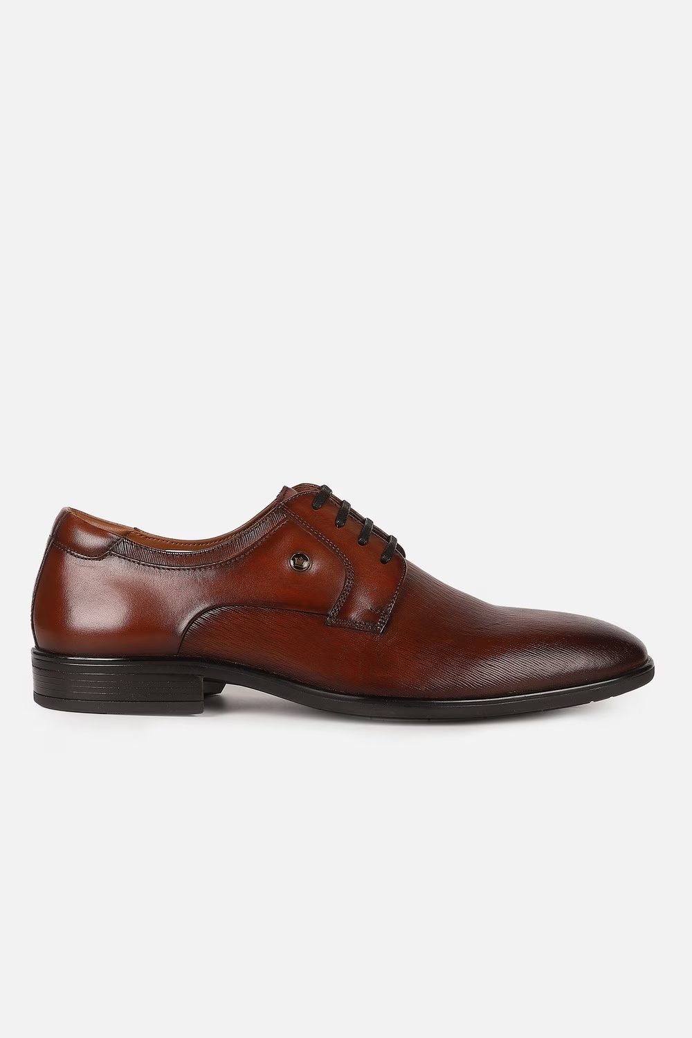 Men Brown Leather Lace Up Shoes-Brown