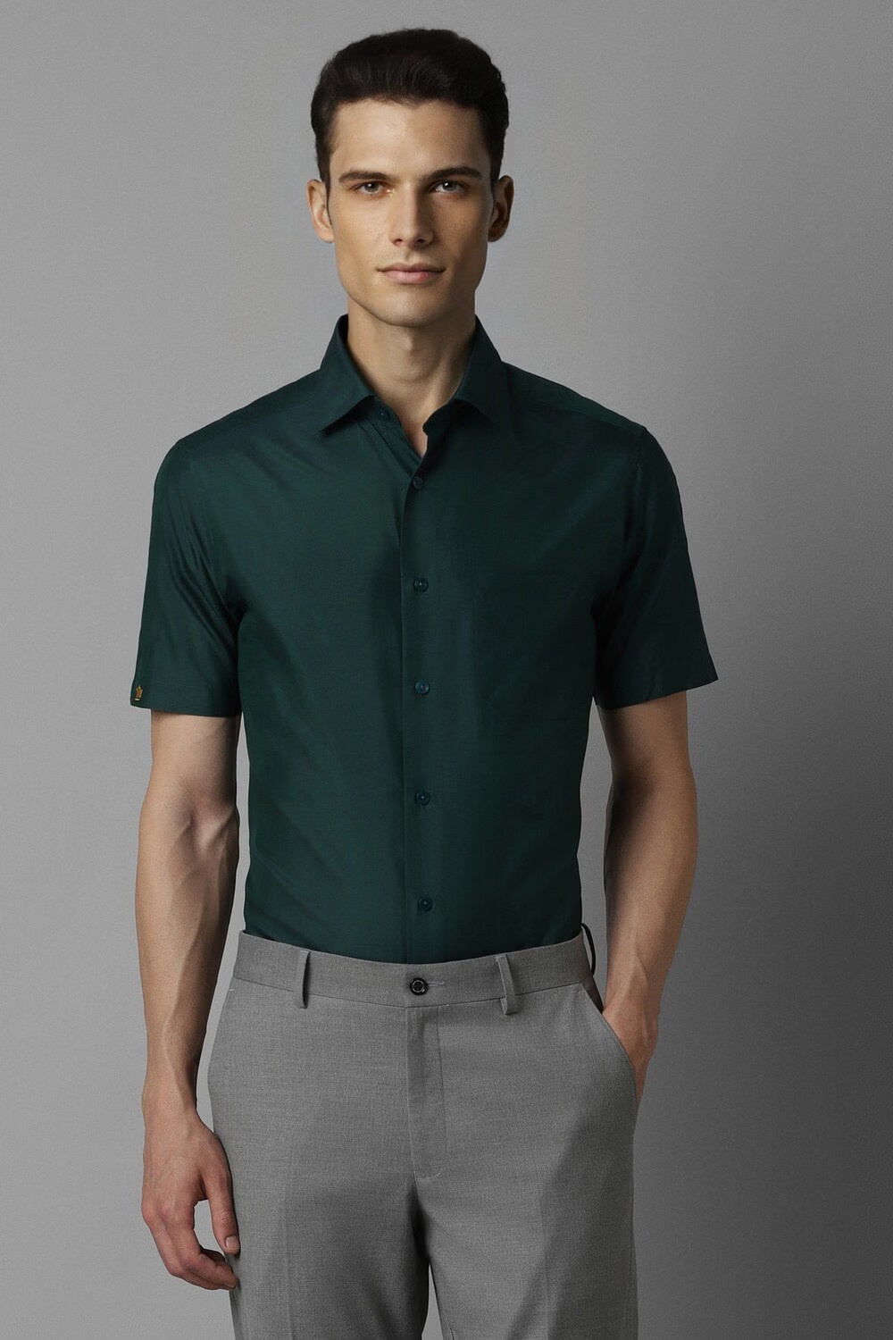 Men Green Classic Fit Solid Half Sleeves Formal Shirt-Green 1 63051-men-green-classic-fit-solid-half-sleeves-formal-shirt-green-1.jpg