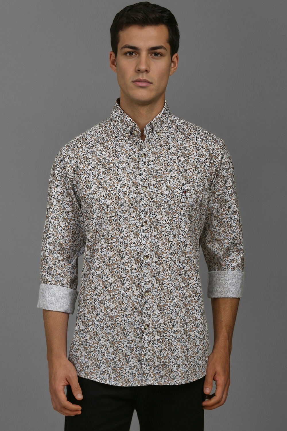 Men White Print Full Sleeves Casual Shirt-White