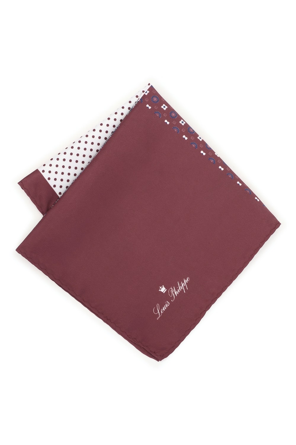 Men Maroon Print Formal Pocket Square-Maroon