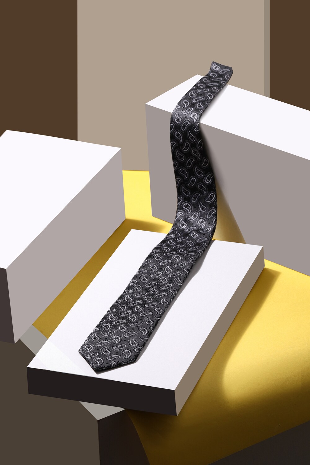 Men Grey Embroidered Tie-Grey