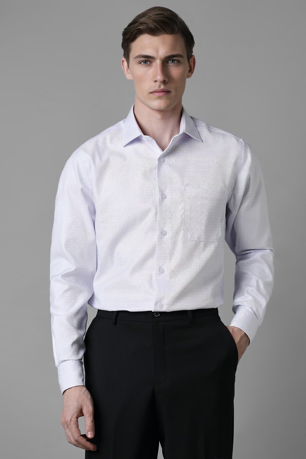 Men Blue Classic Fit Textured Full Sleeves Formal Shirt-Blue