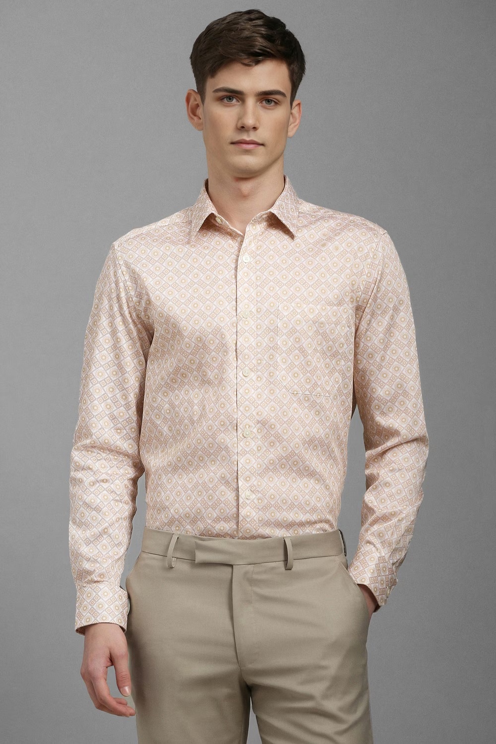 Men Beige Classic Fit Print Full Sleeves Formal Shirt-Beige 1 63474-men-beige-classic-fit-print-full-sleeves-formal-shirt-beige-1.jpg
