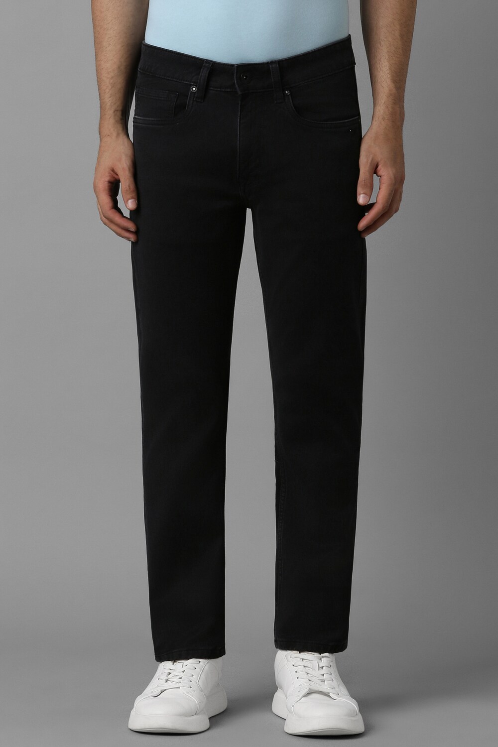 Men Black Dark Slim Fit Jeans-Black