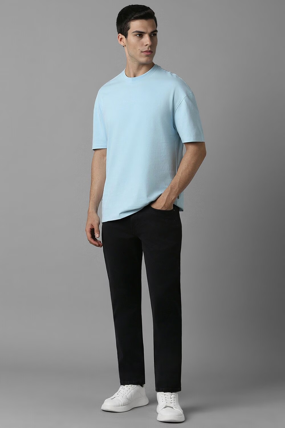 Men Black Dark Slim Fit Jeans-Black