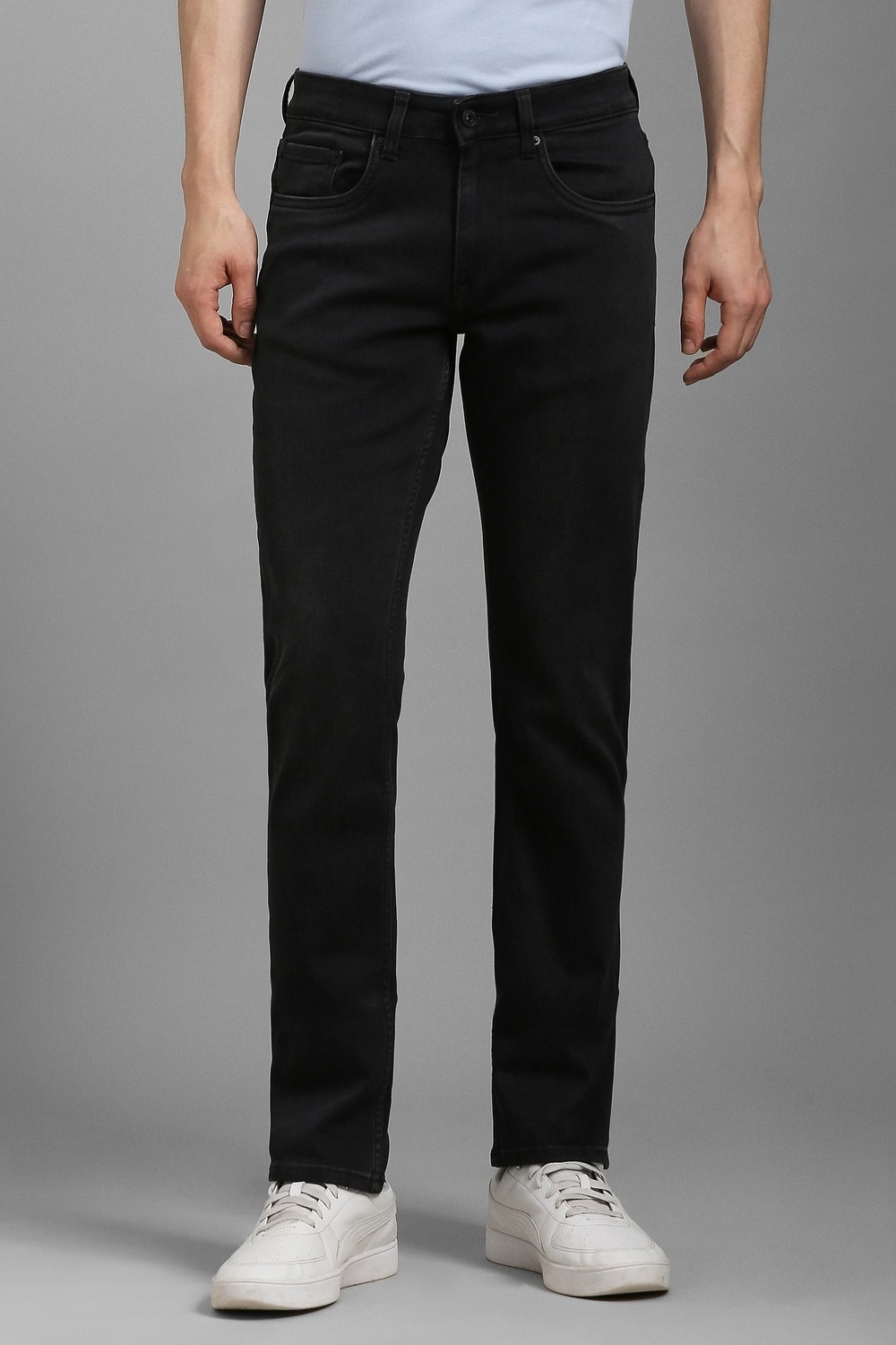 Men Black Dark Slim Fit Jeans-Black