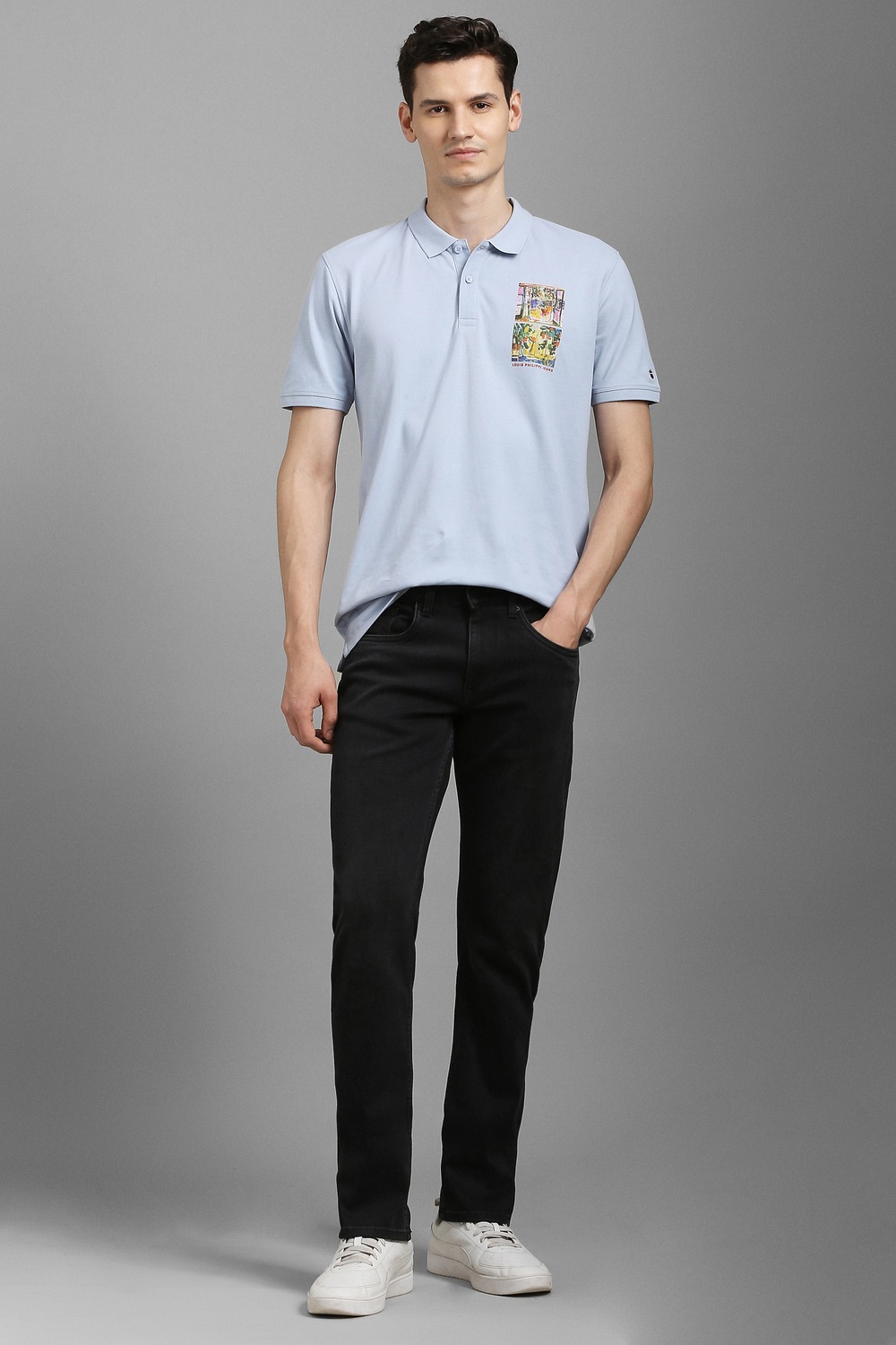 Men Black Dark Slim Fit Jeans-Black