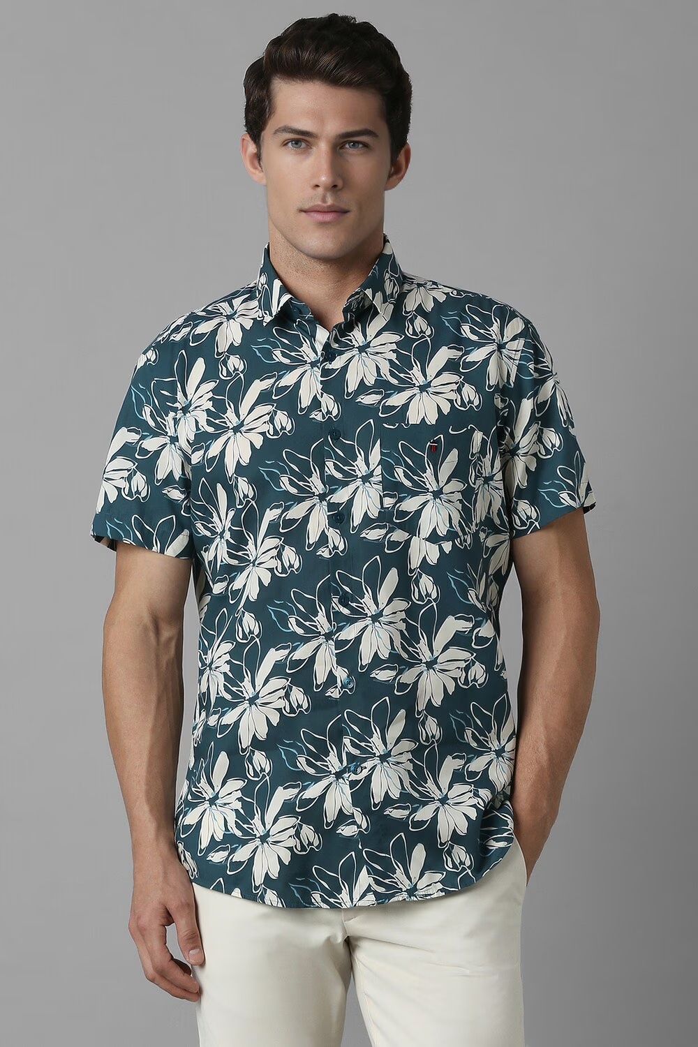 Men Green Slim Fit Print Half Sleeves Casual Shirt-Green 1 63553-men-green-slim-fit-print-half-sleeves-casual-shirt-green-1.jpg